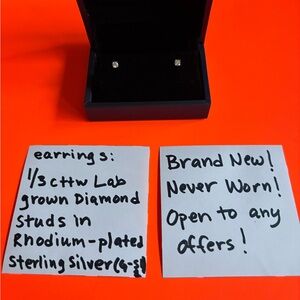 Sterling Silver Diamond Stud Earrings